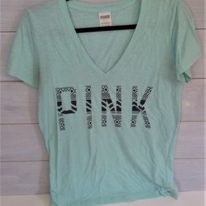 Teal PINK V-Neck T-shirt